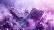   A tight shot of smoky rocks against a vibrant purple and pink backdrop, with a pure white focal point at image center