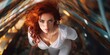 © Wirestock - AI generated illustration of A stunning redhead woman standing in a room