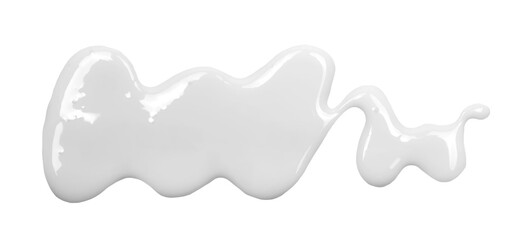 Wall Mural - Spilled milk puddle isolated on white background and texture, top view