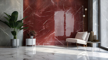 Wall Mural - red marble with white marble. Generative AI.