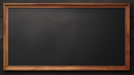 Wall Mural - Blank blackboard with wooden frame on dark background