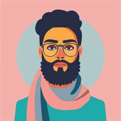 Wall Mural - Diverse people portrait, flat style vector design illustration of young man