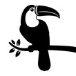 Toucan on branch tree silhouette. Vector illustration