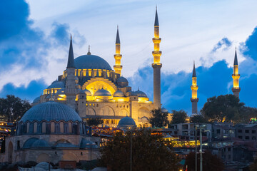 Beautiful view of gorgeous historical Suleymaniye Mosque, Rustem Pasa Mosque