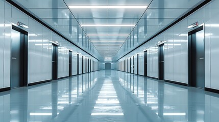 Aufkleber - Dark, Beautiful, white, Empty building, clean hallways. Generative AI.