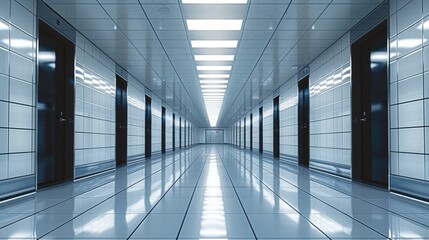 Aufkleber - Dark, Beautiful, white, Empty building, clean hallways. Generative AI.