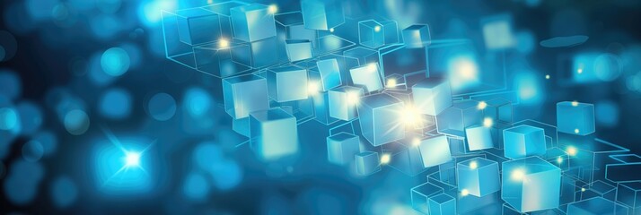 Wall Mural - abstract cubic medical science and digital technology ai generated background