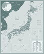 Japan - detailed map with administrative divisions country. Vector illustration