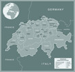 Switzerland - detailed map with administrative divisions country. Vector illustration