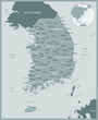 South Korea - detailed map with administrative divisions country. Vector illustration