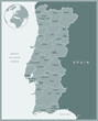 Portugal - detailed map with administrative divisions country. Vector illustration