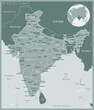 India - detailed map with administrative divisions country. Vector illustration