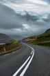 winding road among the mountainous terrain of Iceland. Dramatic photo.