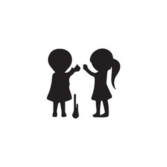 Wall Mural - Girl and boy icon on white background. vector illustration