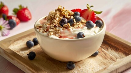 Poster - Breakfast bowl with berries and cream