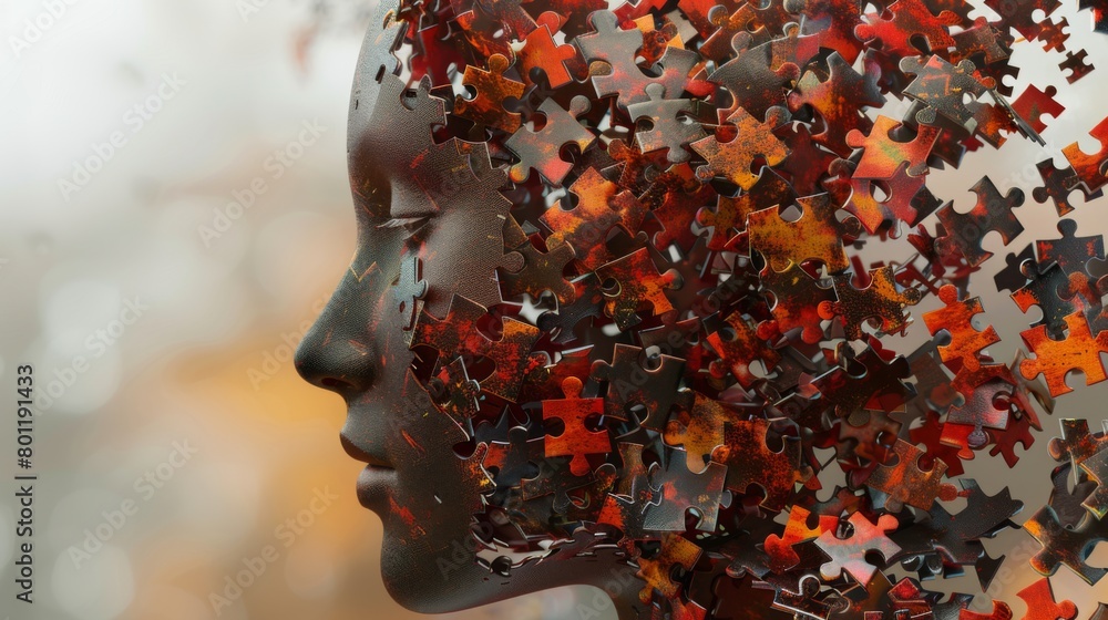 A conceptual image depicting a human head in profile view, seamlessly ...