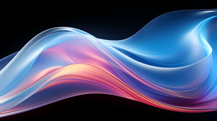 Wall Mural - Fluid Art Background with Blue and Pink Hues on Black