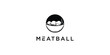 © arif - Bowl meatball cuisine line style minimal simple restaurant beef logo design premium vector