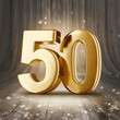 50 golden fifty symbol, illustration. 