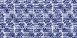 Indigo blue Japanese block print effect pattern border. Seamless hand made ribbon vector design for fabric batik banner and faded fashion repeat