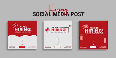 Wall Mural - We are hiring job vacancy social media post or square web banner template vector design	