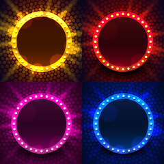 Wall Mural - color set light frame label, event bar casino, show signboard. vector illustration
