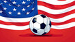 a soccer team logo with a ball and a red and blue stripe on it.
