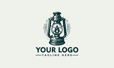 Wall Mural - Kerosene lamp vector logo Petroleum Lamp Logo Vector Old oil lamp Modern Vintage Logo contains gas lamp concept