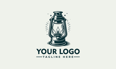 Wall Mural - Kerosene lamp vector logo Petroleum Lamp Logo Vector Old oil lamp Modern Vintage Logo contains gas lamp concept