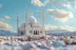 Arabic white mosque, Ramadan and Eid-al-Adha concept.