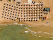 Aerial top view by drone of the sandy beach.