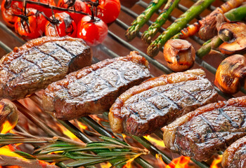 Poster - Steak rotisserie at the steakhouse, sliced picanha, Picanha