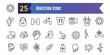 © Rubbble - Digestion icons set. Outline set of digestion vector icons for ui design. Outline icon collection. Editable stroke.