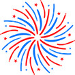 Red and blue firework brush style. Independence day party decor. 4th of July firework.