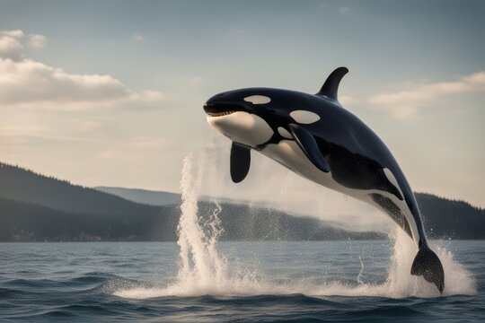 'whale orca jumping canoeist killer canoe risk danger thrill holiday maker travel wildlife ocean pacific canada wild mammal dolphin vancouver marin sea fin water nature animal family surface island'