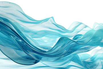 Aquamarine wave flow, tranquil and smooth aquamarine wave isolated on a white background.