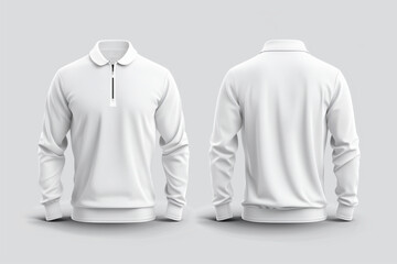 Wall Mural - White long sleeve polo with half-zipper