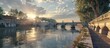 Golden Hour on Ponte SantAngelo A D Rendered Italian Masterpiece
