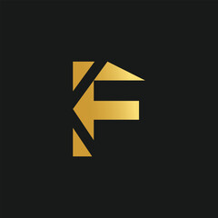 Wall Mural - Letter F logo design vector with creative illustration and golden gradient concept