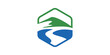 creative logo design for scenery, landscape, mountains, river,summit, hill, logo design template, icon, vector, symbol.