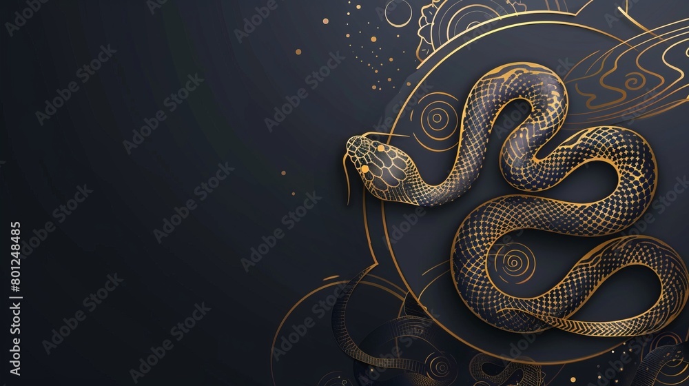 2025 Chinese new year, year of the snake banner template design with