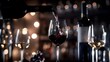Pouring Red Wine into a Glass with Bokeh Light in the Background. Concept Wine, Glass, Bokeh, Pouring, Red