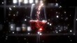 Red wine being poured into a glass with bokeh light in background . Concept Beverage Photography, Wine Pouring, Glassware, Bokeh Lights, Fine Dining