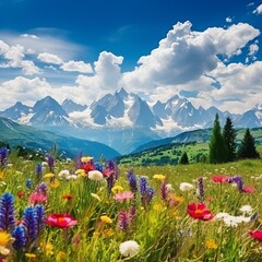 Canvas Print - The Beauty of Nature in a Picturesque Mountain Landscape