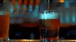 Detailed Shot of Beer Pouring into a Glass at a Contemporary Pub. Concept Beer Photography, Pouring Technique, Pub Setting, Beverage Presentation, Contemporary Style