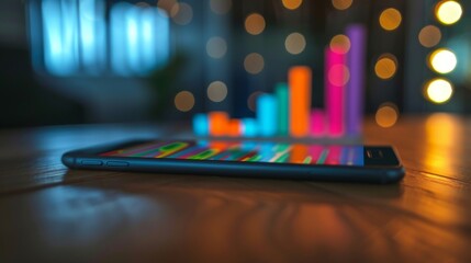 Poster - A bar chart displayed on a smartphone screen, empowering users with real-time access to financial data and insights on the go.