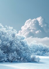 Canvas Print - A winter wonderland of snow-covered trees and a bright blue sky