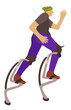 Man running in jumping boots. Powerbocking sport. Vector isolated illustration