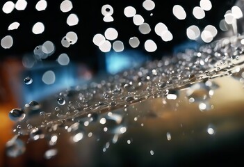 Wall Mural - 'drops glass background pattern abstract texture water nature light white blue window rain bubble dr