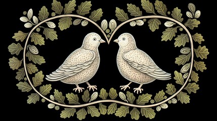 Wall Mural - Fantasy forest and birds abstract illustration poster background